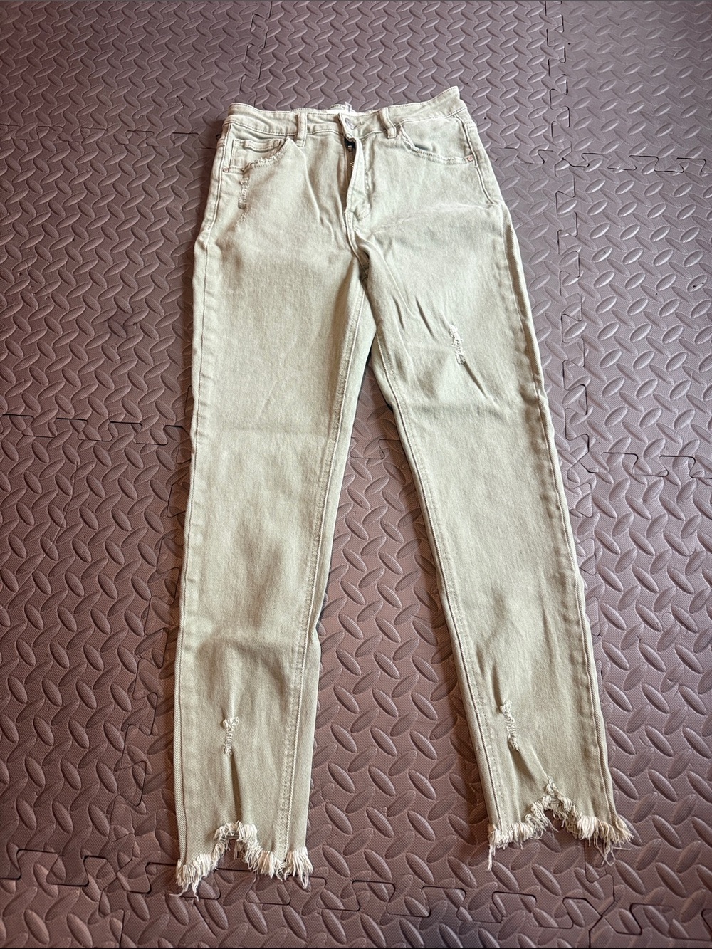 Women’s Sage Skinny Jeans with Frayed Hem